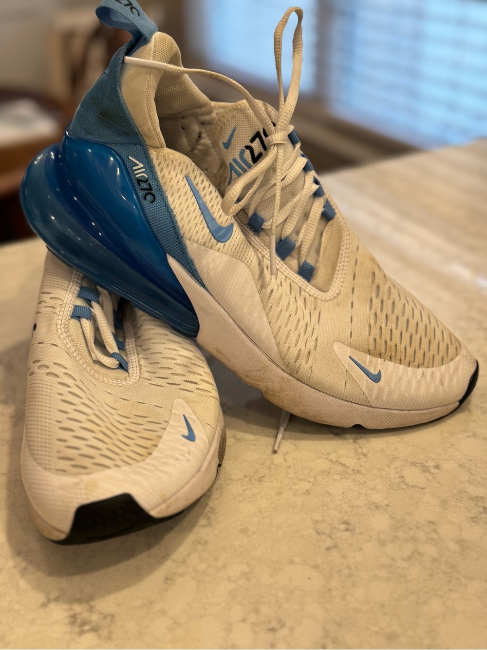 Nike White & Blue Air Max 270 Sneakers